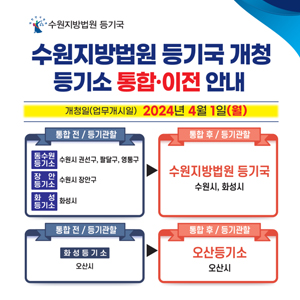 수원지방법원 등기국 개청안내